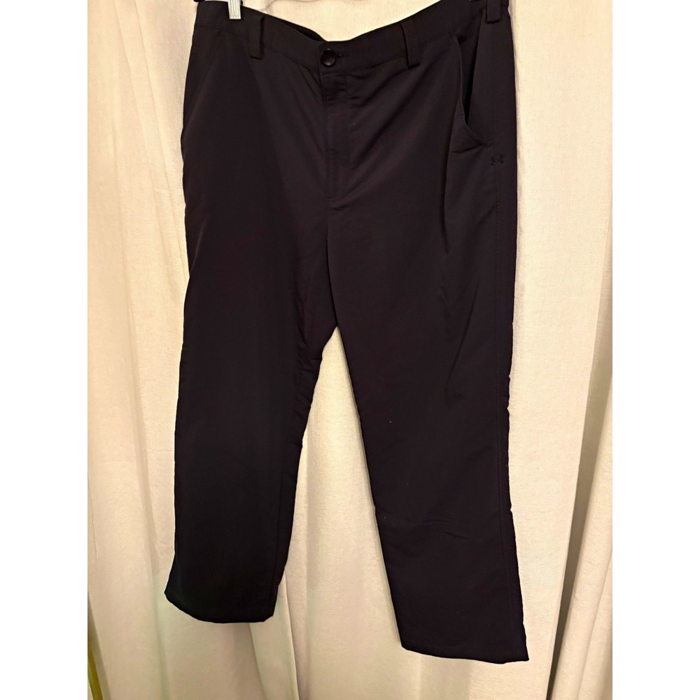 UA Golf Bent Grass Men's Pants Black 38 x 32 Straight Flat Front Pockets